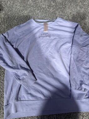 Secret Treasures Lavender Embroidered 'Love' Crewneck
